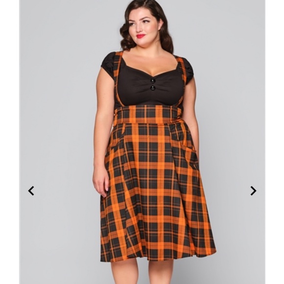 Collectif Dresses & Skirts - Collectif Alexa Swing Skirt in Pumpkin Check